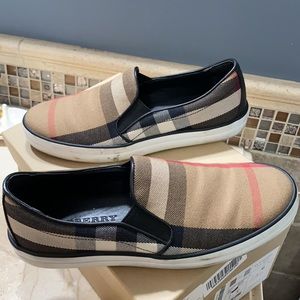 Burberry classic cotton and leather slip-on trainers